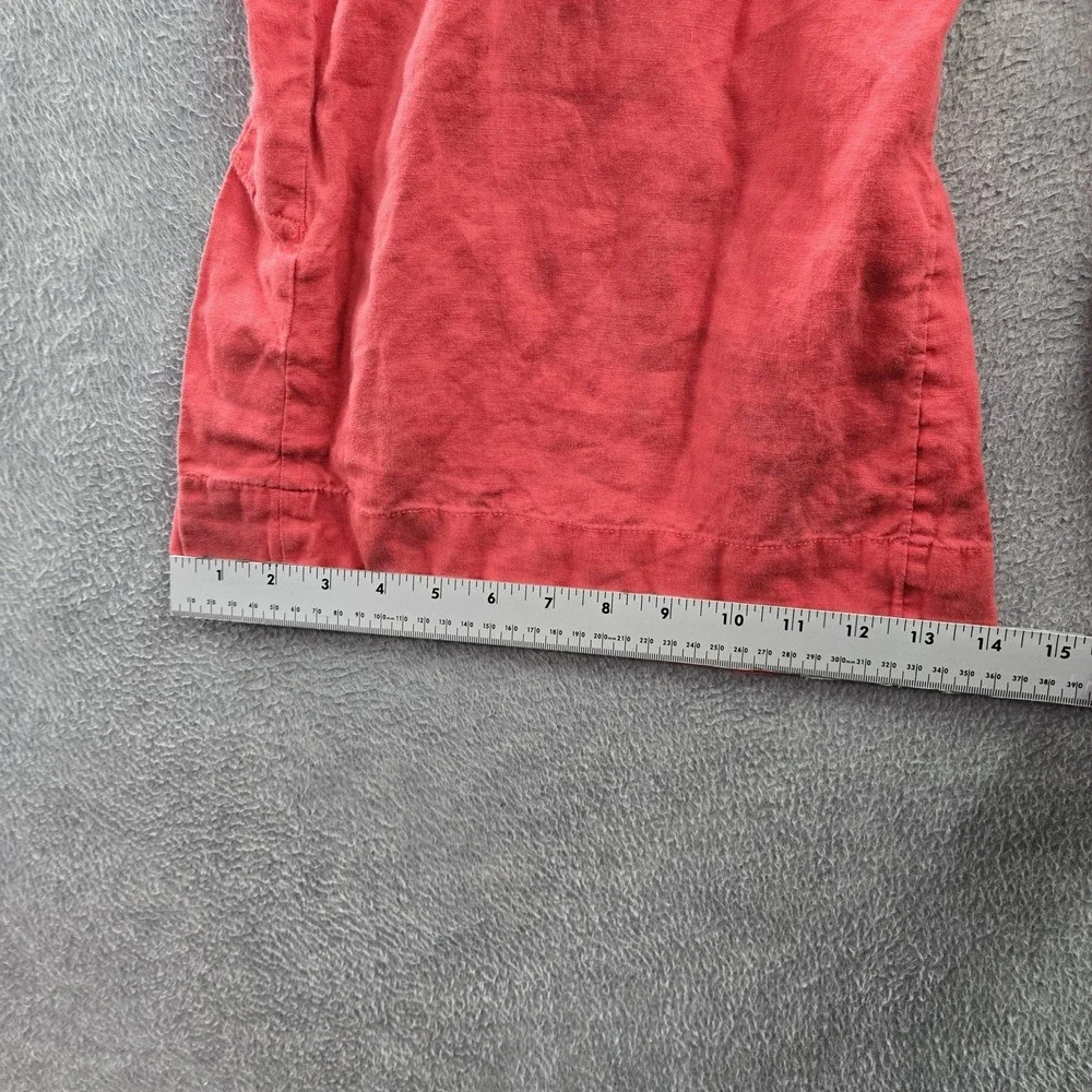 Athleta Women Pants 12 Red Linen Wide Leg Crop Pleated 24" Inseam‎ - Picture 8 of 11